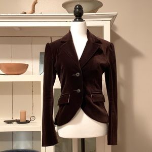 Pink Tartan Velvet Blazer w/ Rhinestone Buttons